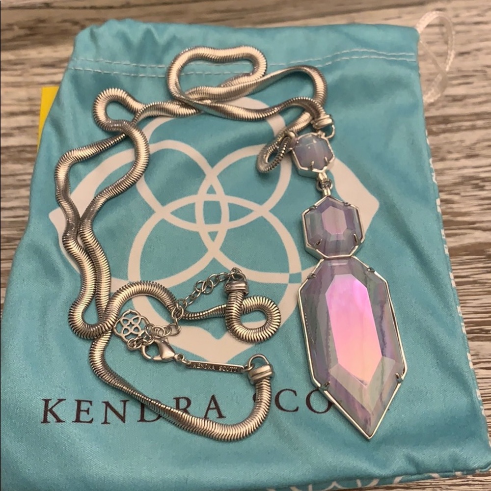 Kendra Scott Necklace In Silver Metal & Blue Agate